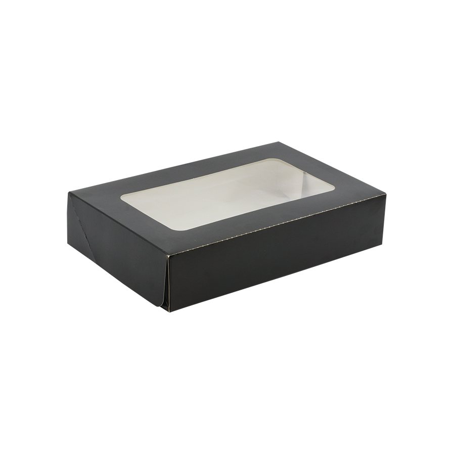 POJEMNIK KARTONOWY 250x250x50 (4045) SUSHI CZARNE - OKIENKO - UNIPACK